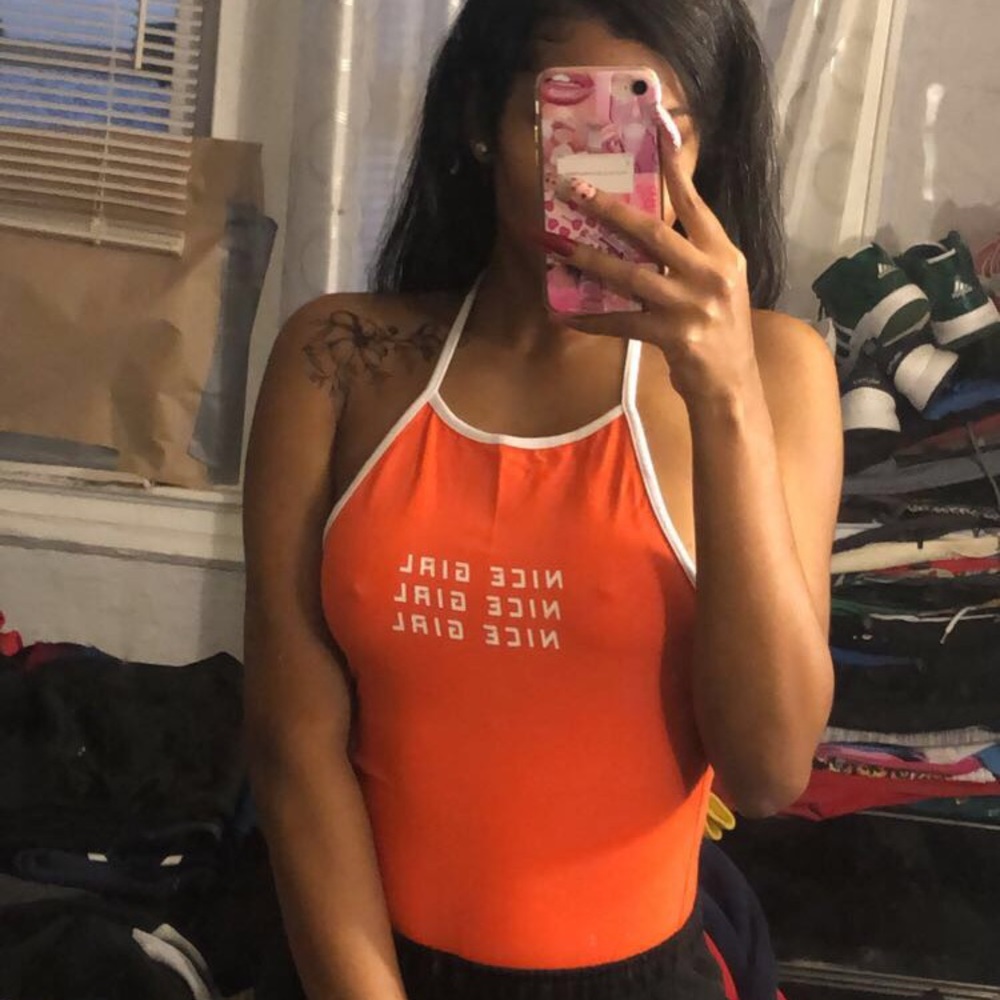 Forever 21 halter neck graphic bodysuit